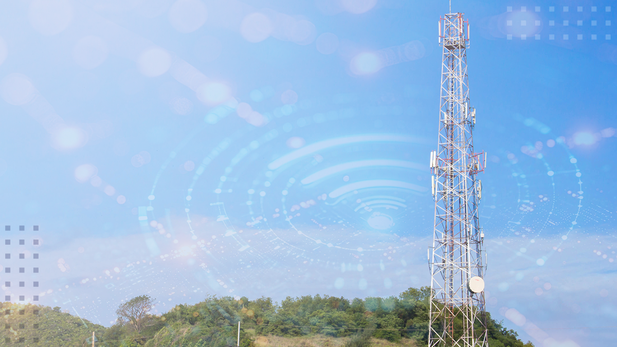 Antenna signal and background evening sky