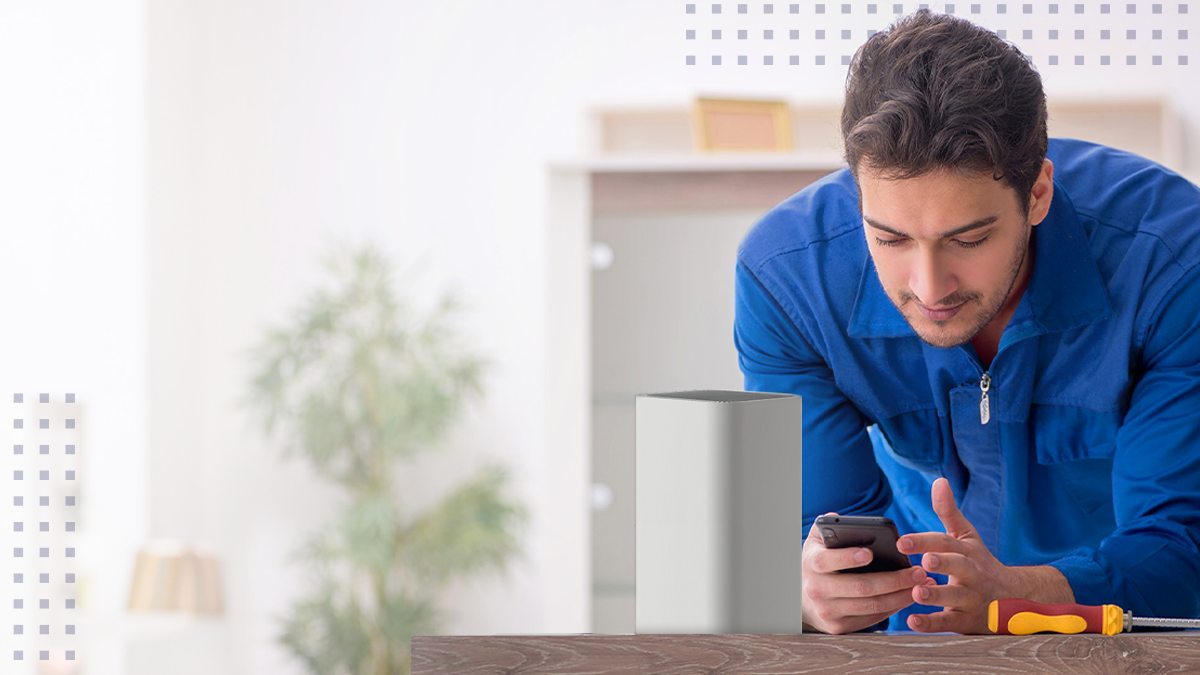 Technician with mobile device