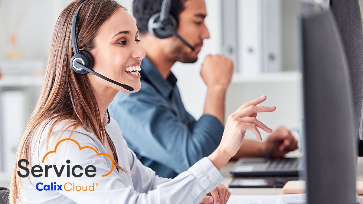 Smiling employee using Calix Service Cloud