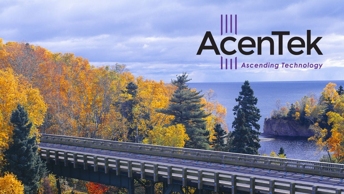 Acentek logo and country scene